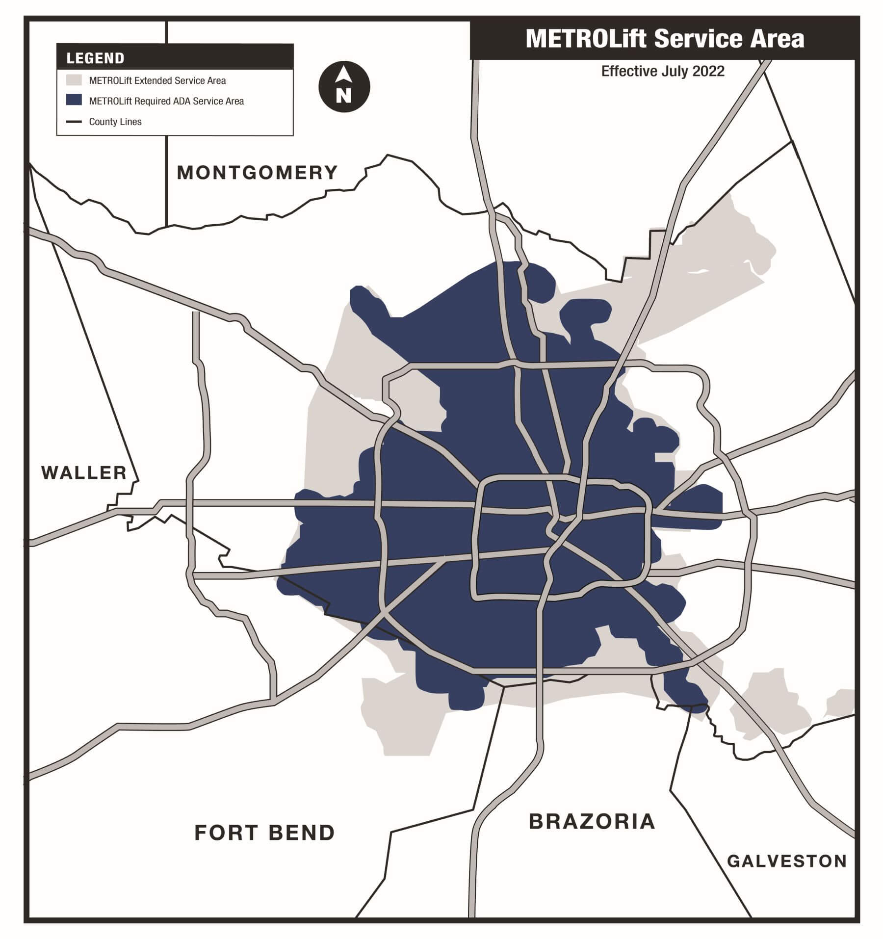 METROLift Service Area Map
